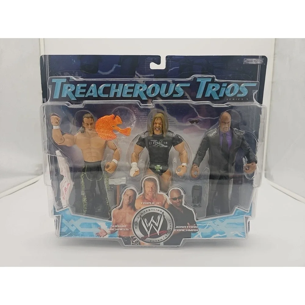 WWE Treacherous Trios Shawn Michaels Triple H Jonathan Coachman Figures Jakks 06